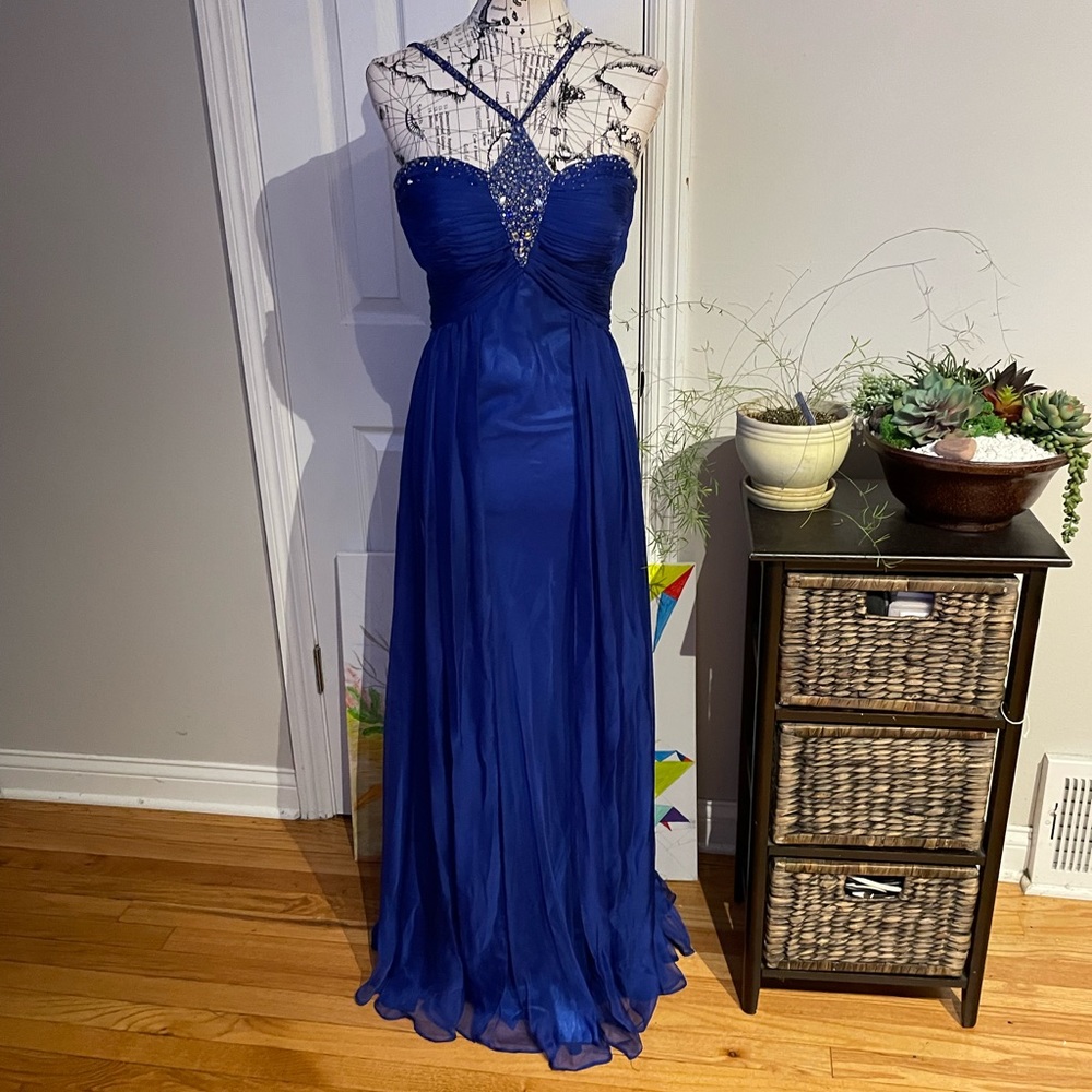 Mac Duggal Flash Vintage Y2k Embellish Bead Train Formal vibrant gown dress 12